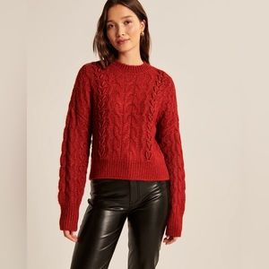 Red Fluffy Cable Sweater
